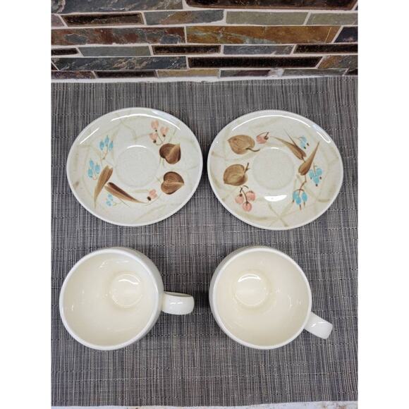 2 Vintage Random Harvest, Red Wing Pottery, Cup & Saucer, Futura Shape 1955 - Picture 4 of 5